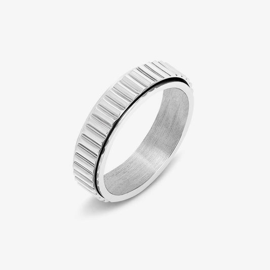 Silver Grooved Anxiety Ring