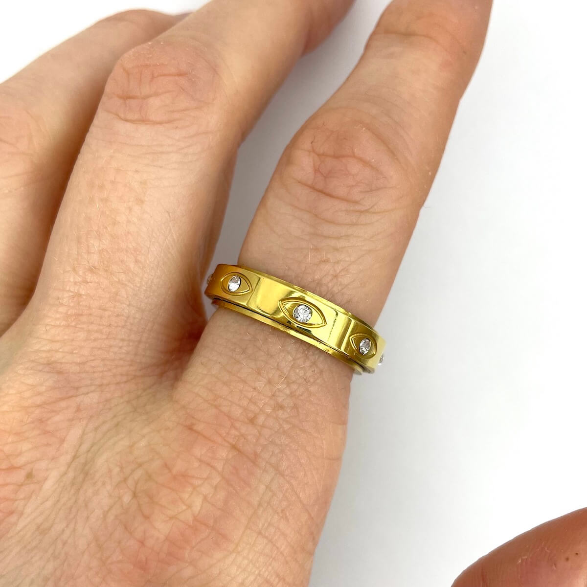 Gold Evil Eye Anxiety Ring