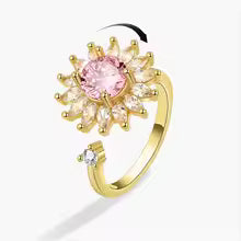 Sun Bloom™ – Gold & Silver Crystal Flower Ring