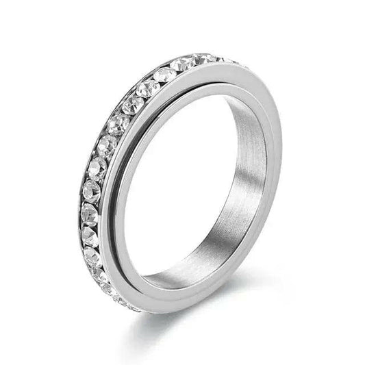 Silver Single Line Gem Essential Ring