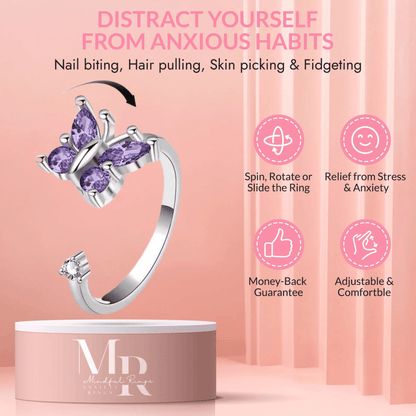 Purple Butterfly Fidget Spinner Ring