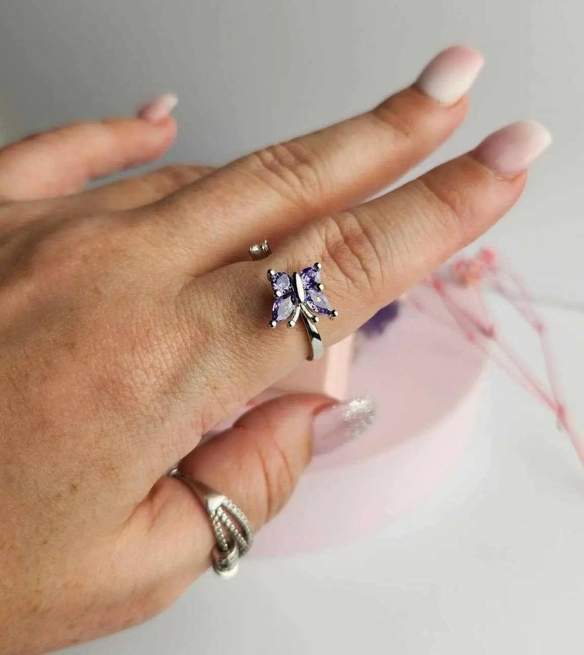 Purple Butterfly Fidget Spinner Ring