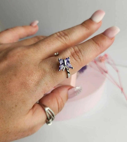 Purple Butterfly Fidget Spinner Ring