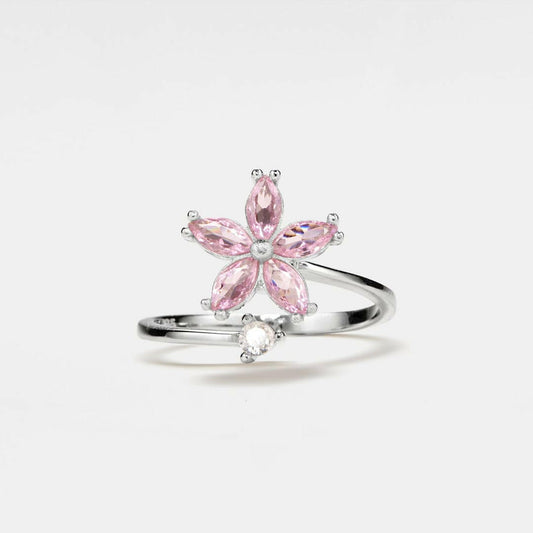 Pink Flower Fidget Spinner Ring