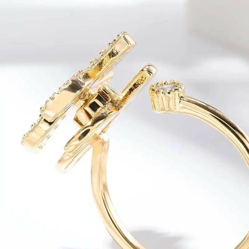 Large Sunflower Gold Plated Fidget Spinner Ring