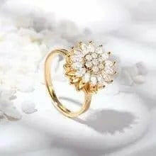 Large Sunflower Gold Plated Fidget Spinner Ring