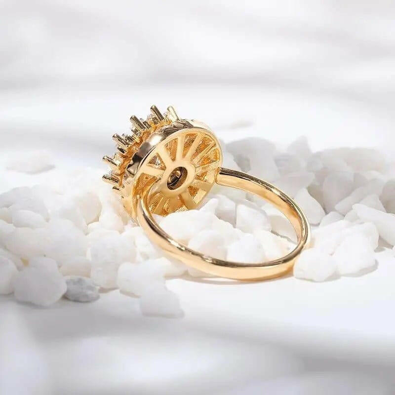 Large Sunflower Gold Plated Fidget Spinner Ring