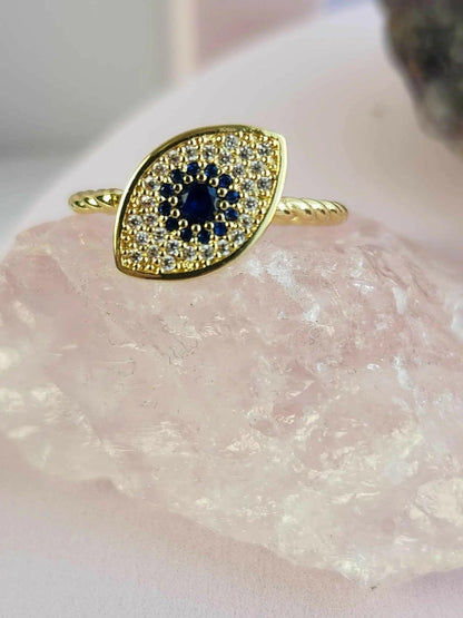 Gold Plated Evil Eye Fidget Spinner Ring