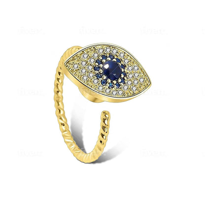 Gold Plated Evil Eye Fidget Spinner Ring