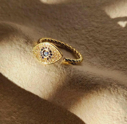 Gold Plated Evil Eye Fidget Spinner Ring