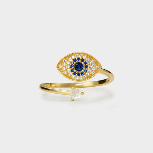 Gold Plated Evil Eye Fidget Spinner Ring