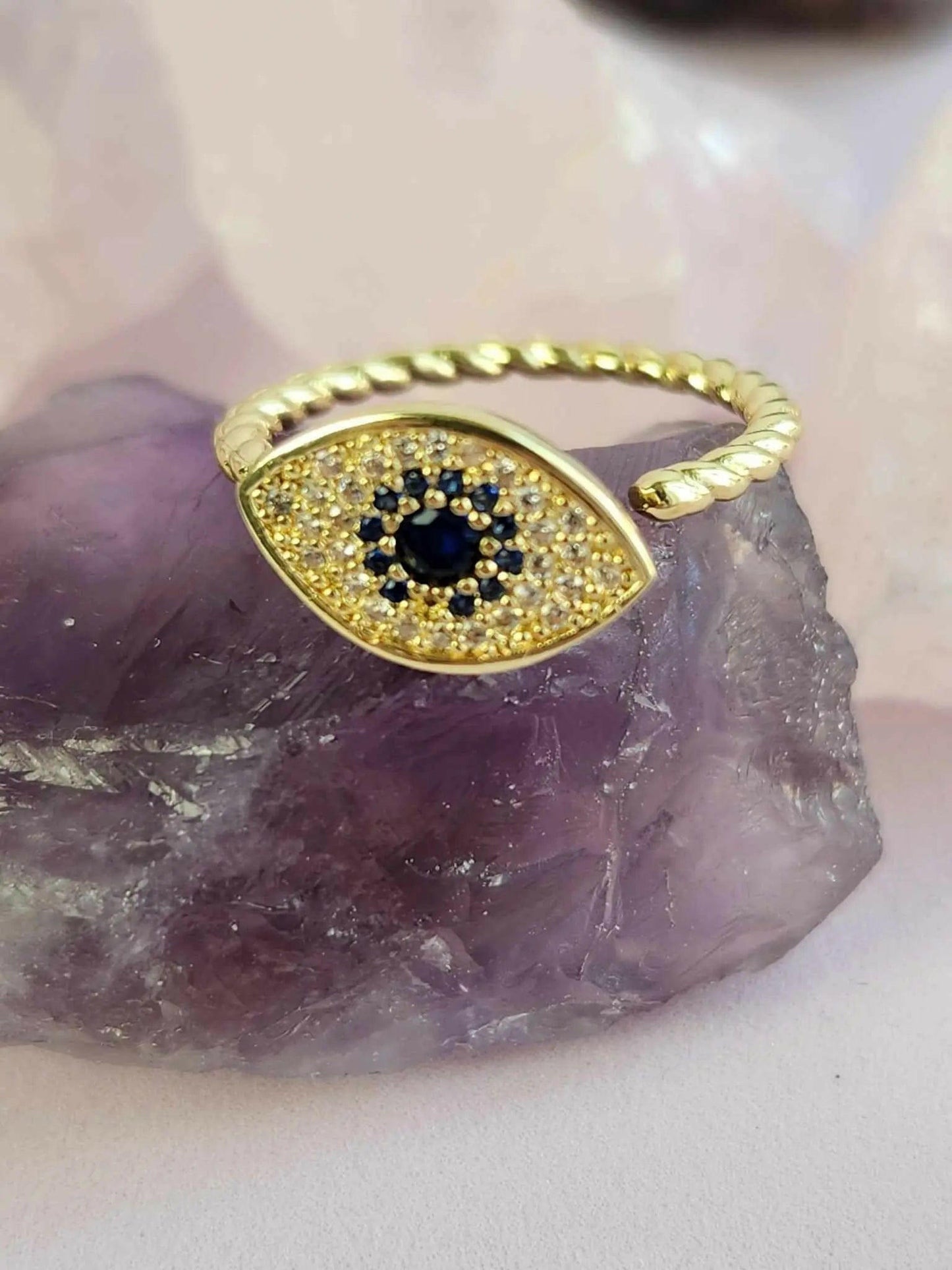 Gold Plated Evil Eye Fidget Spinner Ring