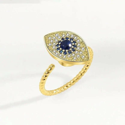Gold Plated Evil Eye Fidget Spinner Ring