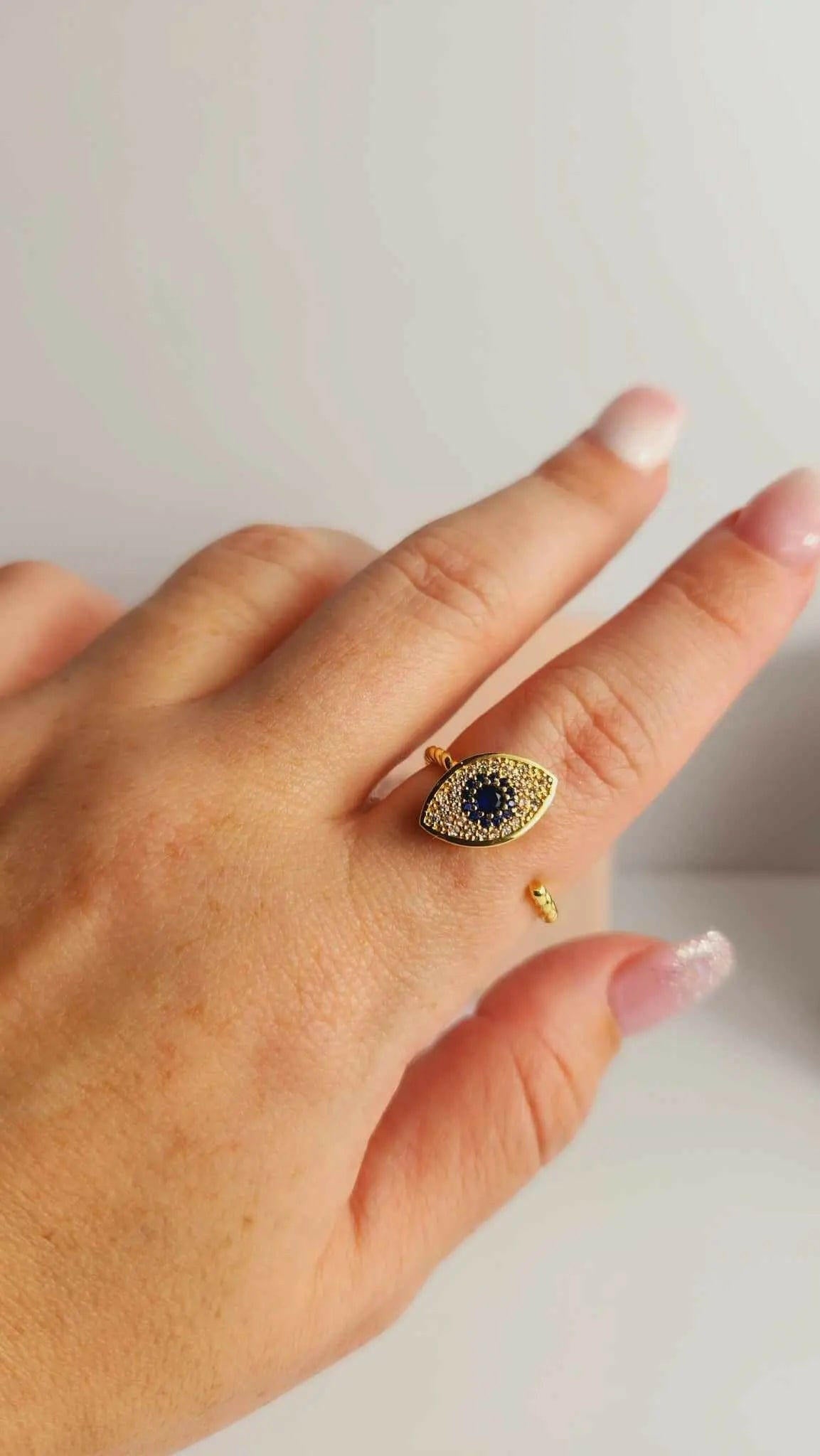 Gold Plated Evil Eye Fidget Spinner Ring