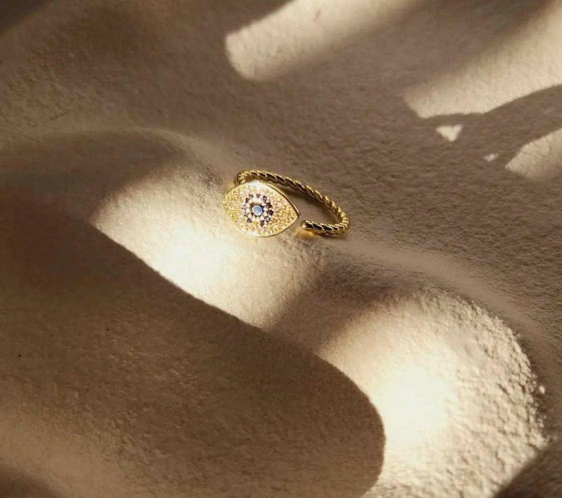 Gold Plated Evil Eye Fidget Spinner Ring