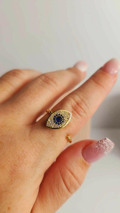 Gold Plated Evil Eye Fidget Spinner Ring