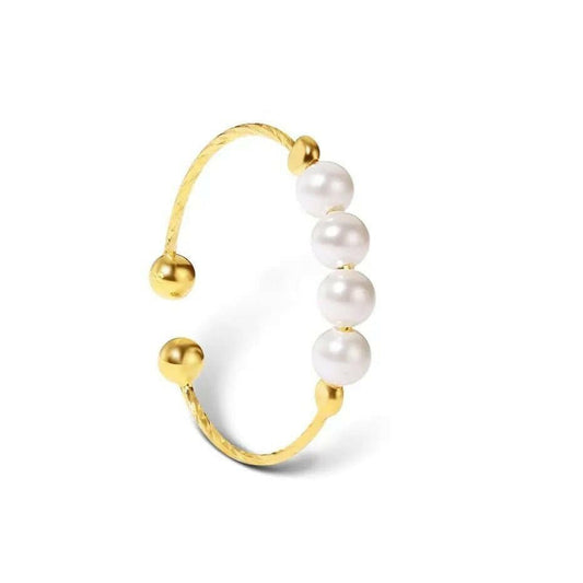 White Faux Pearl Fidget Anxiety Ring