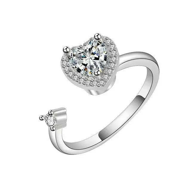 Clear Heart Gemmed Fidget Spinner Ring