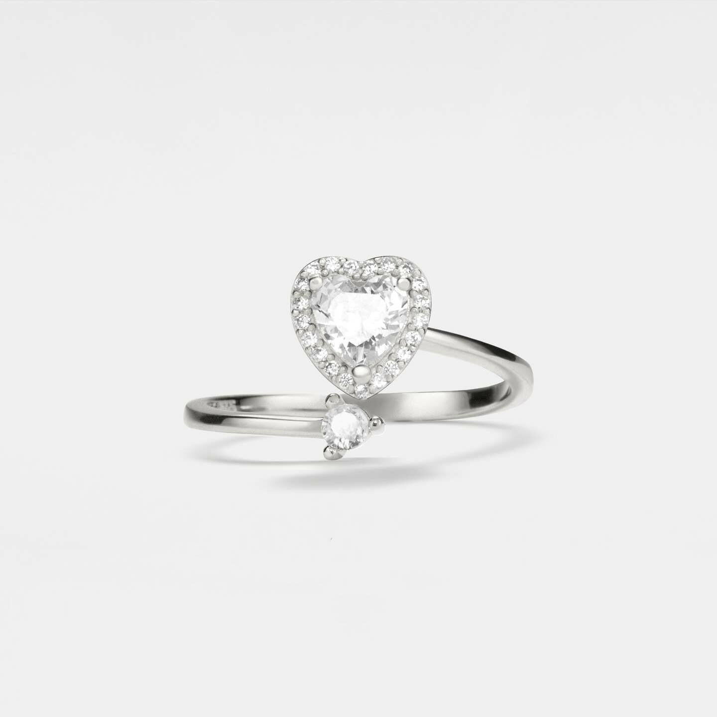 Clear Heart Gemmed Fidget Spinner Ring