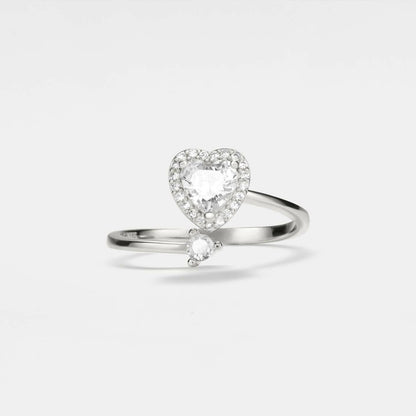 Clear Heart Gemmed Fidget Spinner Ring