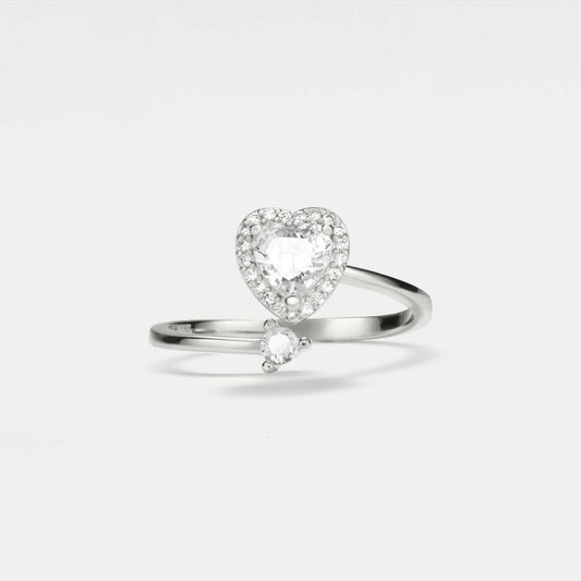 Clear Heart Gemmed Fidget Spinner Ring