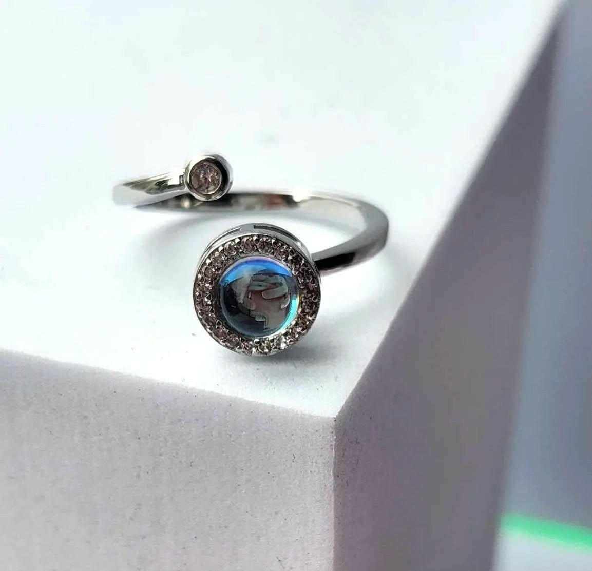 Blue Moonstone Fidget Spinner Ring
